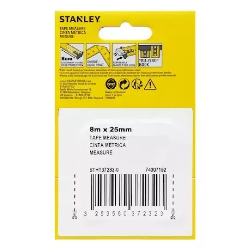 Mērlente Stanley STHT37232-0 8 m Melna Dzeltena Platums 90 mm Dziļums 50 mm Augstums 150 mm