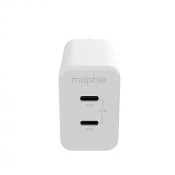 mophie Accessories sienas adapteris-USB-C-PD-DUAL-45W-GAN-balts-EU(2xUSBC)