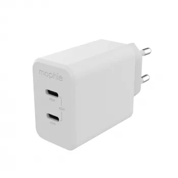 mophie Accessories sienas adapteris-USB-C-PD-DUAL-45W-GAN-balts-EU(2xUSBC)