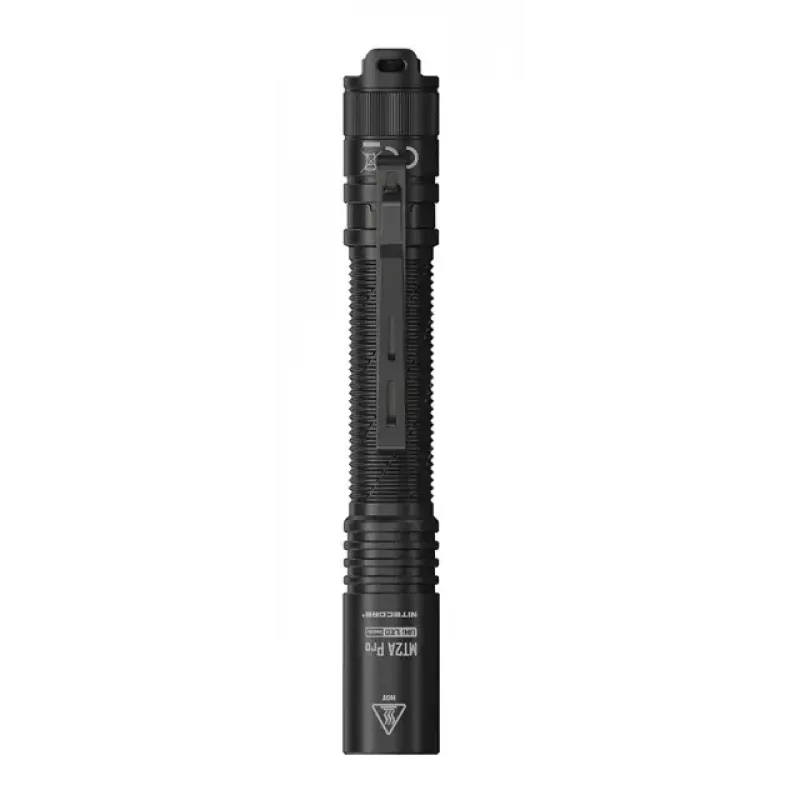 Rokas lukturītis Nitecore MT2A Pro — LED, iebūvēts Li‑Ion, USB uzlāde, 50 lm min, alumīnijs, IP68, 142,8 mm, 40 g, melns