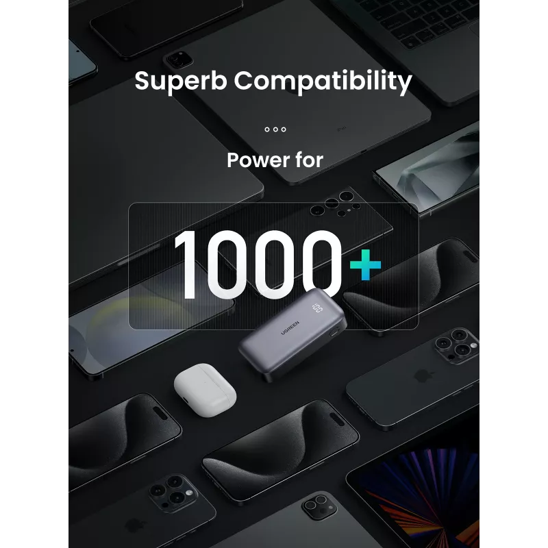 Pārnēsājams ārējais akumulators Ugreen 10000mAh Mini ātrā uzlāde 30W