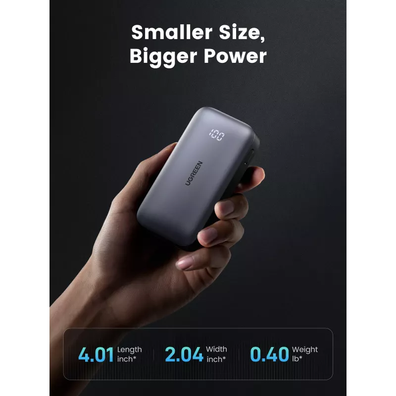 Pārnēsājams ārējais akumulators Ugreen 10000mAh Mini ātrā uzlāde 30W