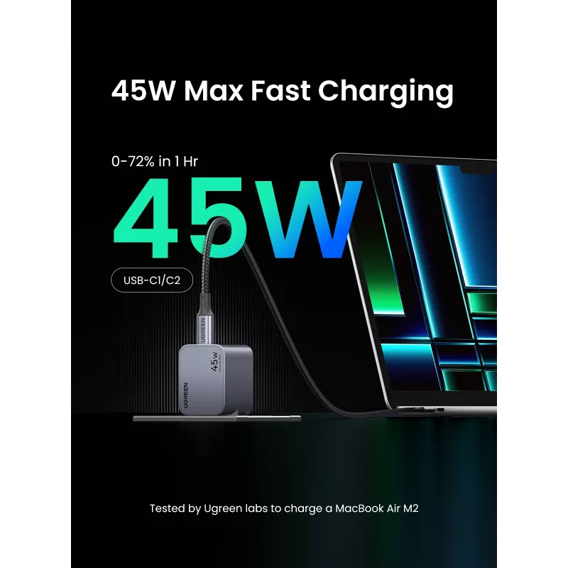 Ugreen 35008 mobilās ierīces lādētājs Universāls Pelēks Maiņstrāva Ātrā uzlāde Iekštelpu