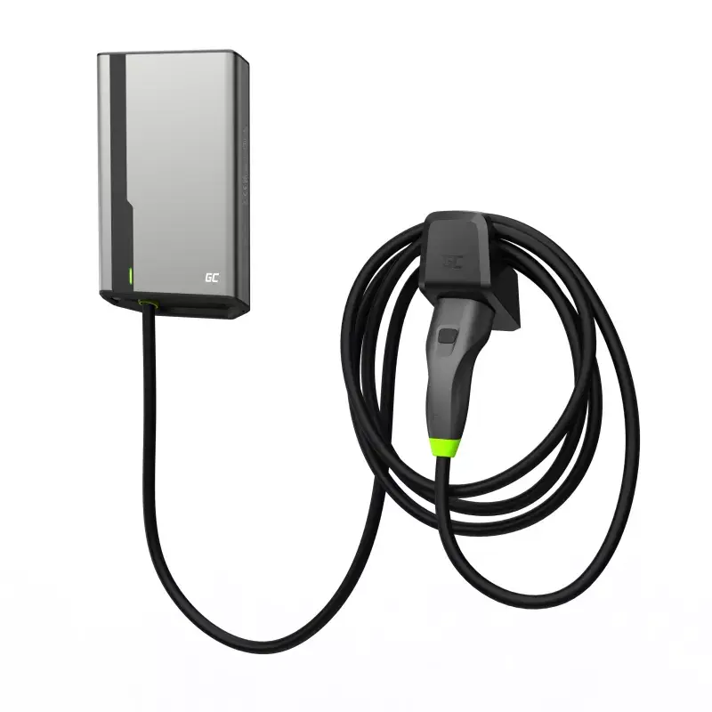 Elektroauto uzlādes stacija zaļa Cell EVGC021A2275 22000W pie sienas montējama pelēka alumīnija