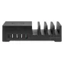 Manhattan uzlādes stacija ar bezvadu uzlādes paliktni (noņemamu), 1x bezvadu, 1x USB-C un 4x USB-A porti, bezvadu izeja: 2A, USB-C izeja: 3A, USB-A izejas: 1x 3A un 3x 2.4A maks., kabelis 1m, melna (strāvas kabelis: Euro 2 kontaktu spraudnis uz C7 astotnieka savienotāju)