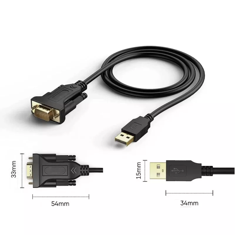 Seriālais kabelis Techly IDATA-USB2-SER-1 Melns 1,5 m USB Type-A DB-9