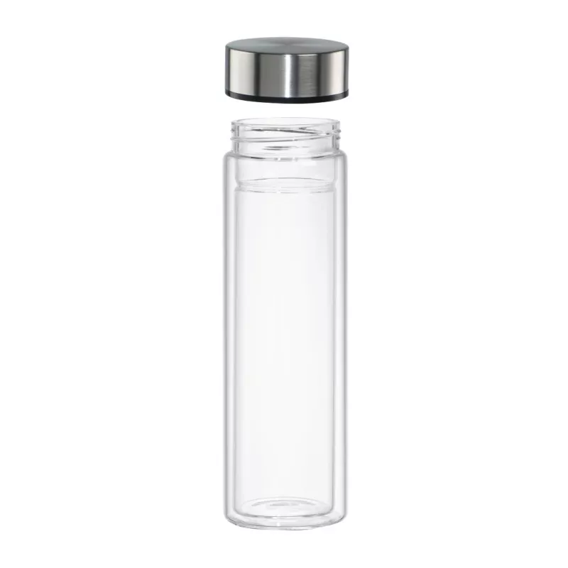 Dzeramā pudele Xavax 00181598 — 450 ml borsilikāta stikls ar silikona apvalku, zila caurspīdīga