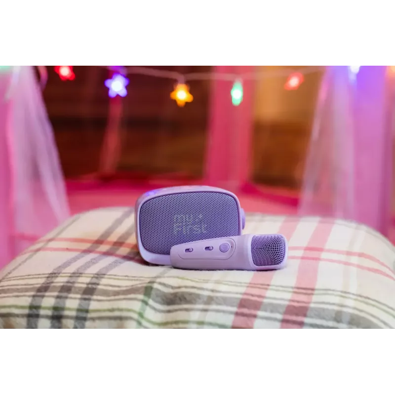 Pārnēsājams bērnu skaļrunis MYFIRST myFirst Voice 2 — violets, kompakts uzlādējams audio atskaņotājs bērniem