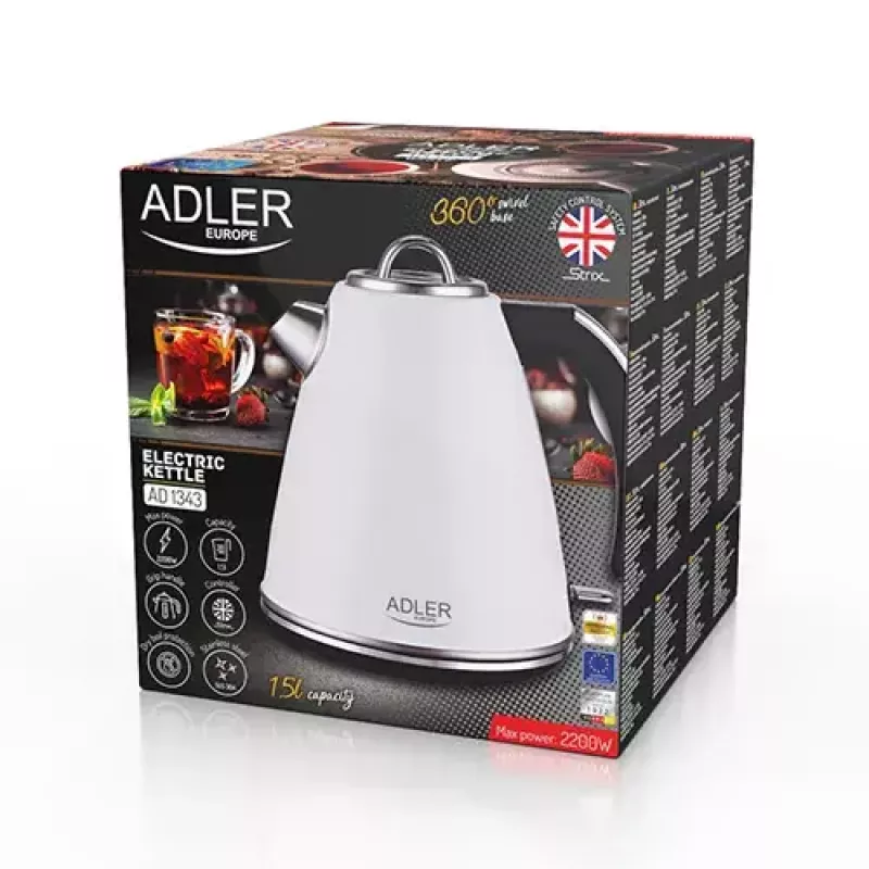 Elektriskā tējkanna Adler AD 1343 1.7L 2200W Balta
