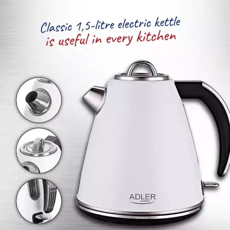 Elektriskā tējkanna Adler AD 1343 1.7L 2200W Balta