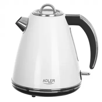 Adler AD 1343 elektriskā tējkanna, 1,5 l, 1850 W, nerūsējošais tērauds, Strix, balta