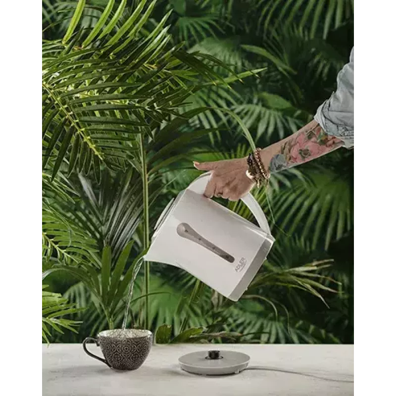 Elektriskā tējkanna Adler AD 1244 — 2,5 L, 2200 W, balta, paslēpts sildelements