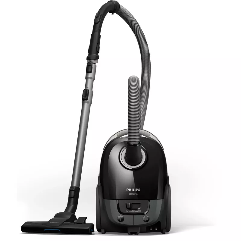 Cilindra putekļsūcējs Philips 3000 sērija XD3112/09 — 900 W, 3 L putekļu maiss, HEPA filtrs, 9 m rādiuss, TriActive uzgalis
