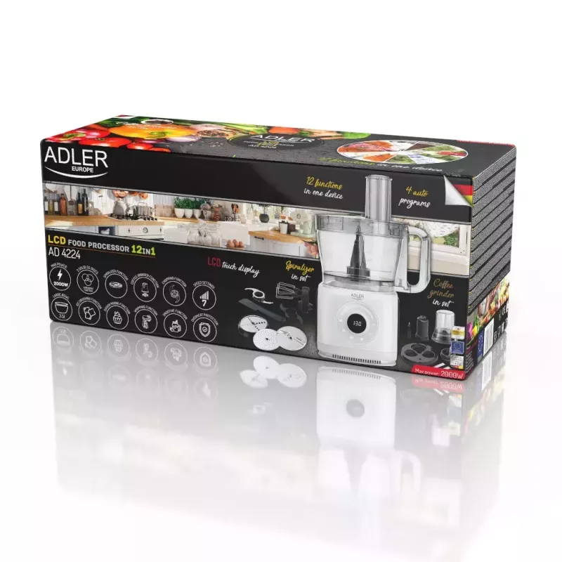 Adler AD 4224 virtuves kombains, 1000 W, 2 l trauks, 7 ātrumi, balts