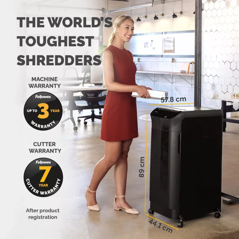 Fellowes AutoMax 600M papīra smalcinātājs, mikro-izgriezumu smalcināšana, 60 dB, 23 cm, melns