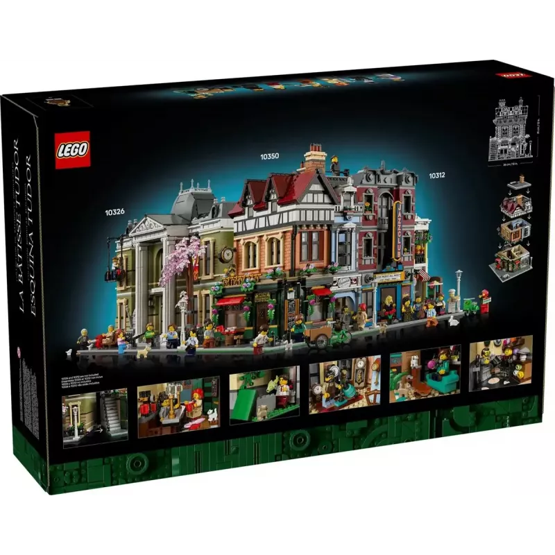 LEGO Icons konstruktora komplekts 10350 Tudor Corner House — 3 266 detaļas, 8 minifigūras, vecums 18+, 260×250×310 mm