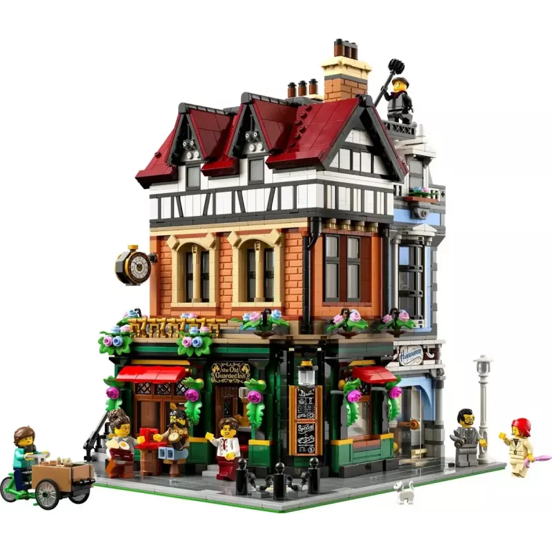 LEGO Icons konstruktora komplekts 10350 Tudor Corner House — 3 266 detaļas, 8 minifigūras, vecums 18+, 260×250×310 mm