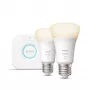Philips Hue balta Starter komplekts: 2 E27 viedās spuldzes (1100), Viedā apgaismojuma komplekts, Bluetooth/Zigbee, Balta, LED, E27, A60