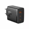 Fast charger Baseus Cube Pro 65W — 3 pieslēgvietas (2×USB-C, 1×USB-A), 110–240 V, maiņstrāva, iekštelpām, universāla savietojamība, melns, 0,154 kg