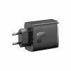 Fast charger Baseus Cube Pro 65W — 3 pieslēgvietas (2×USB-C, 1×USB-A), 110–240 V, maiņstrāva, iekštelpām, universāla savietojamība, melns, 0,154 kg
