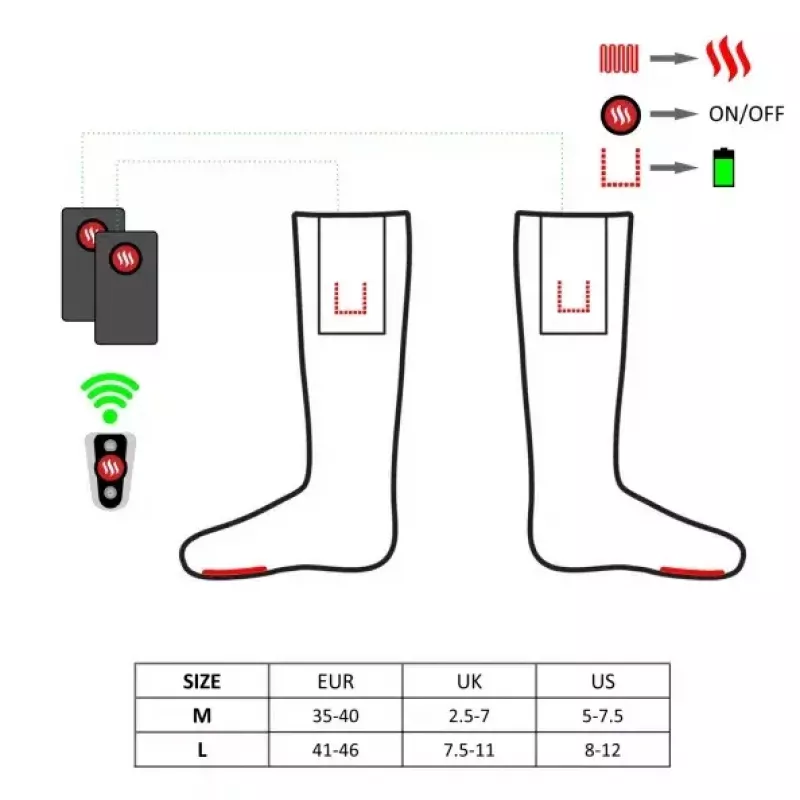 Sporta zeķes Glovii GQ3M Unisex Red M, 94% akrils 5% poliesters 1% elastāns, integrēts sildelements