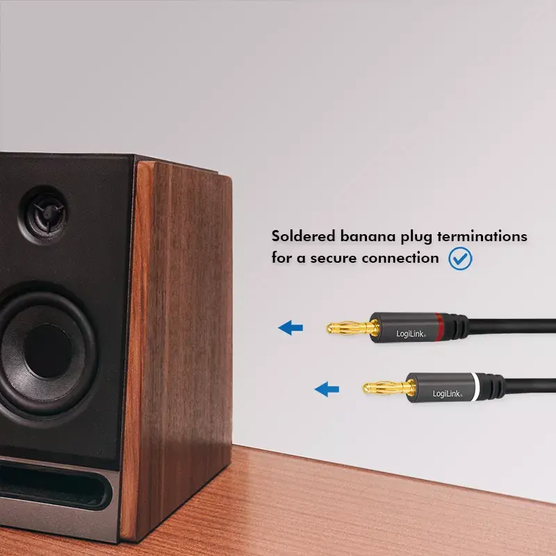 Audio kabelis LogiLink CA1211 5m 2x Banana melns