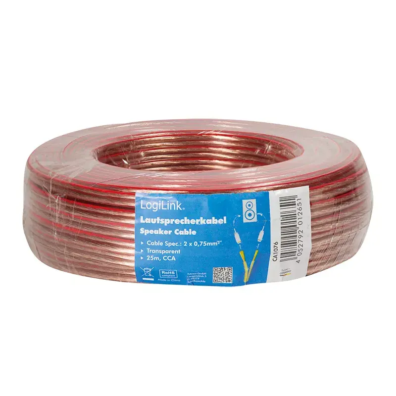 Audio kabelis LogiLink CA1076 25 m caurspīdīgs