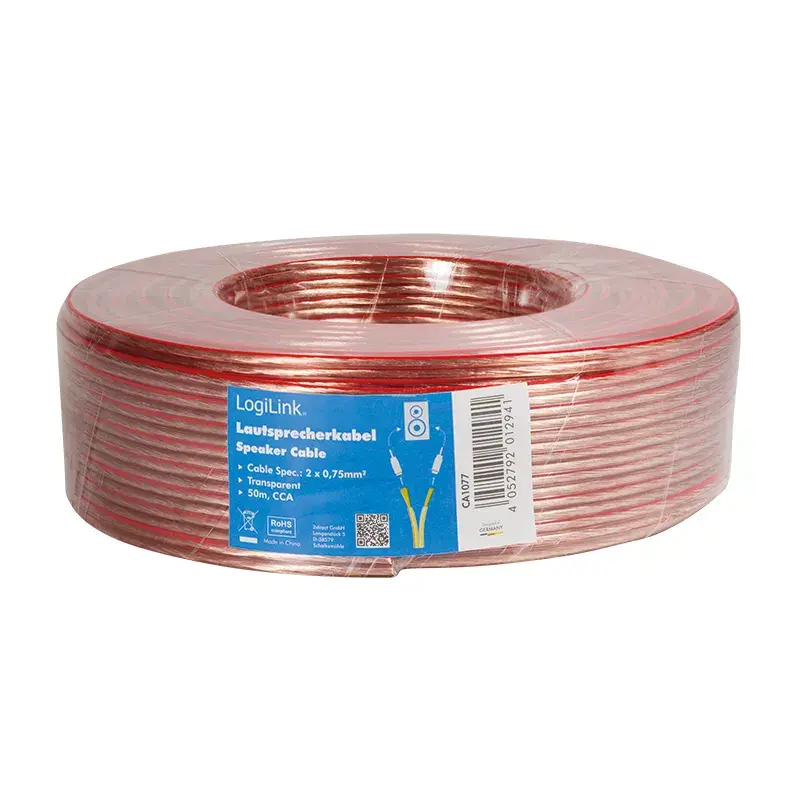 Audio kabelis LogiLink CA1077 50m caurspīdīgs