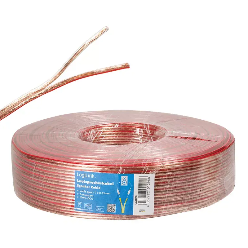 Audio kabelis LogiLink CA1078 100m caurspīdīgs