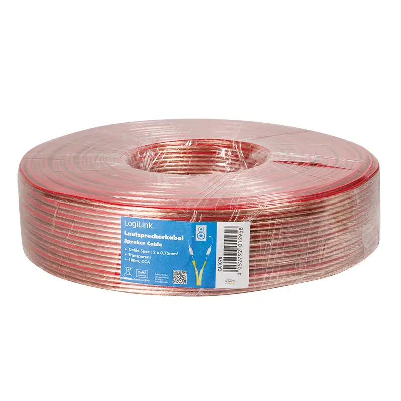 Audio kabelis LogiLink CA1078 100m caurspīdīgs