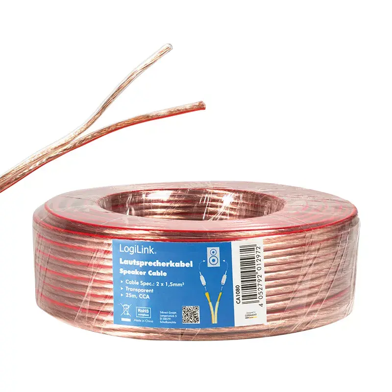 Audio kabelis LogiLink CA1080 25m Transparent