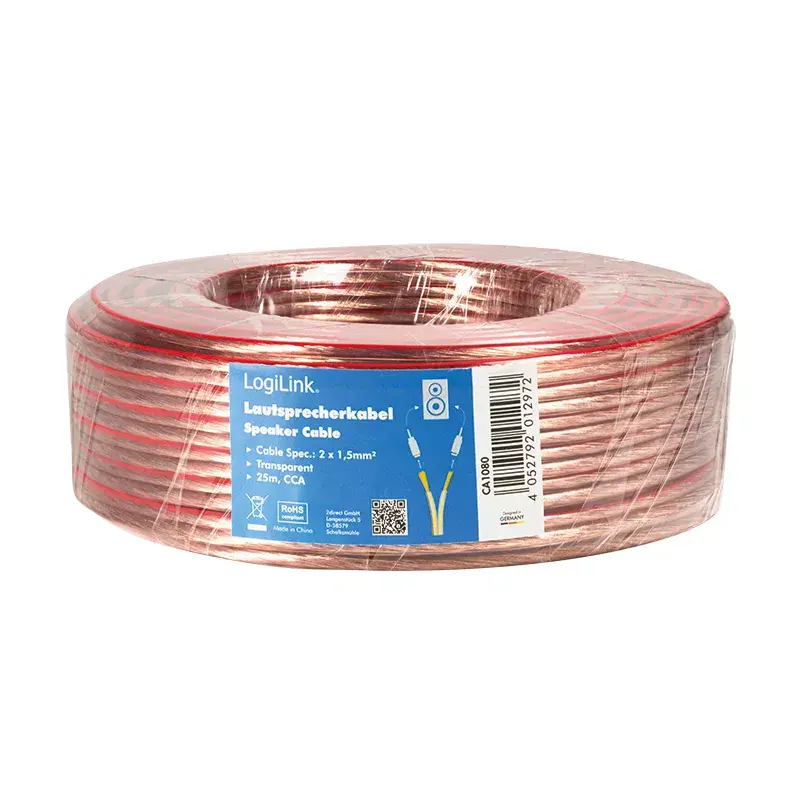 Audio kabelis LogiLink CA1080 25m Transparent