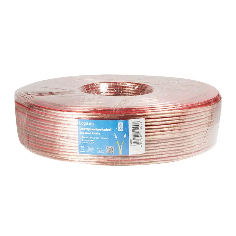 Audio kabelis LogiLink CA1082 100 m caurspīdīgs