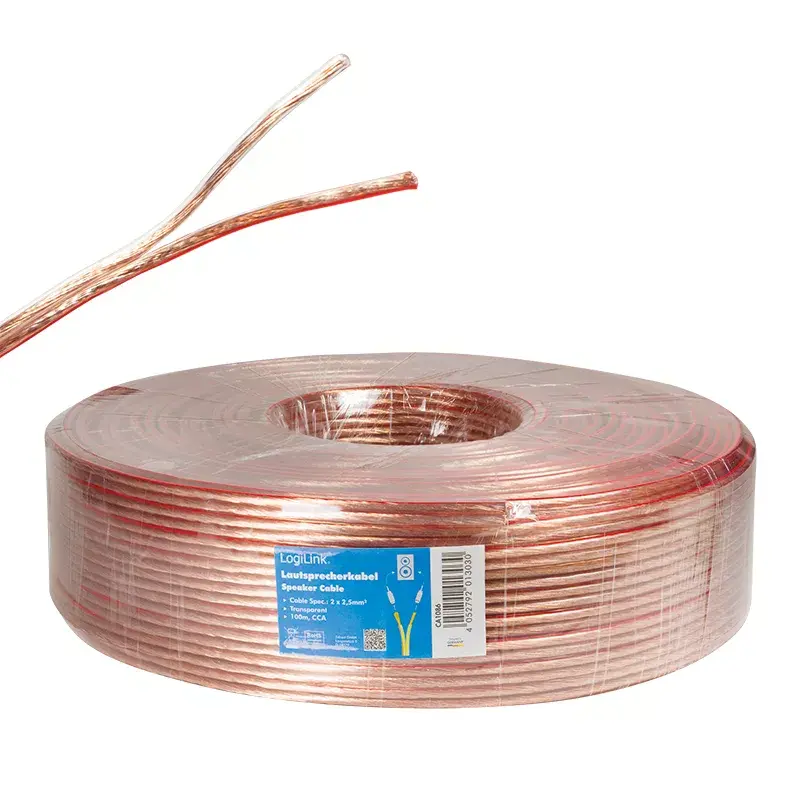 Audio kabelis LogiLink CA1086 100m caurspīdīgs