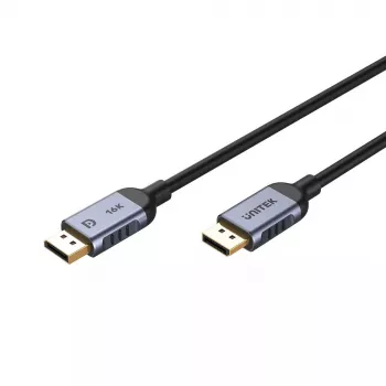 DisplayPort kabelis Unitek C1626GY01-2M, DisplayPort 2.1 vīrietis–vīrietis, 2 m, 80 Gbit/s, 16K@60Hz, 4K@240Hz, HDR, HDCP 2.2