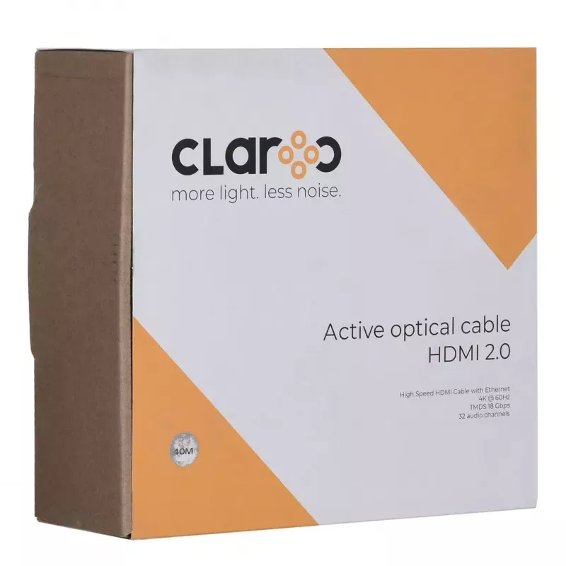 HDMI optiskās šķiedras kabelis claroc FEN-HDMI-20-40M, aktīvais optiskais kabelis (AOC) HDMI 2.0, 4K, 40 m