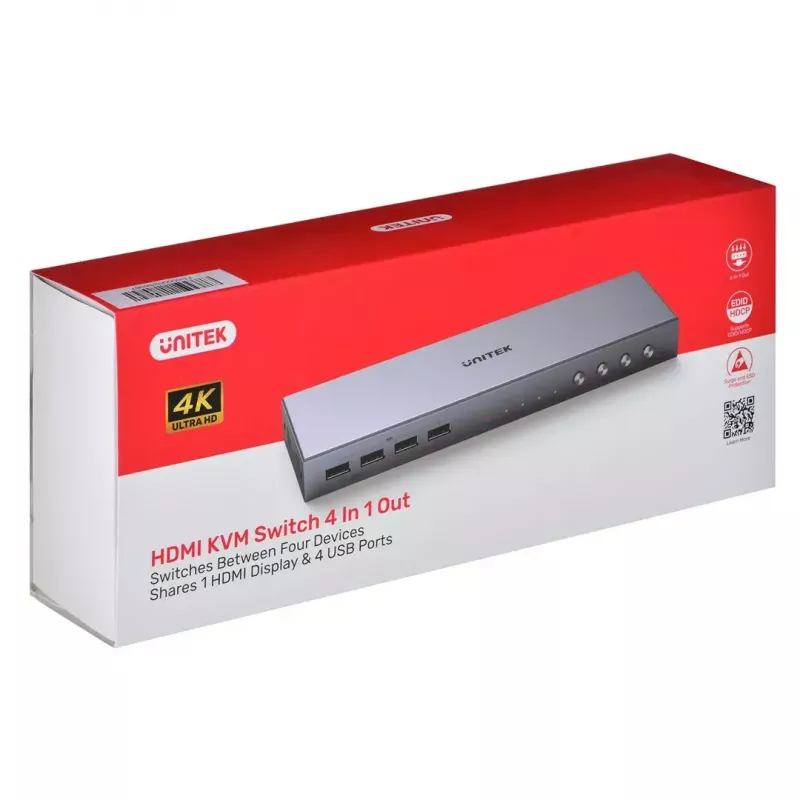 HDMI komutators Unitek V306A 4K 2.0 4-ieejas 1-izeja