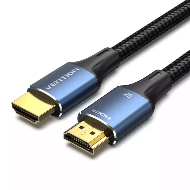 HDMI kabelis Vention 2.1 8K 2 m, pīts kokvilnas apvalks, 48 Gbit/s, 120 Hz, HDMI Type A vīrišķais–vīrišķais, zils
