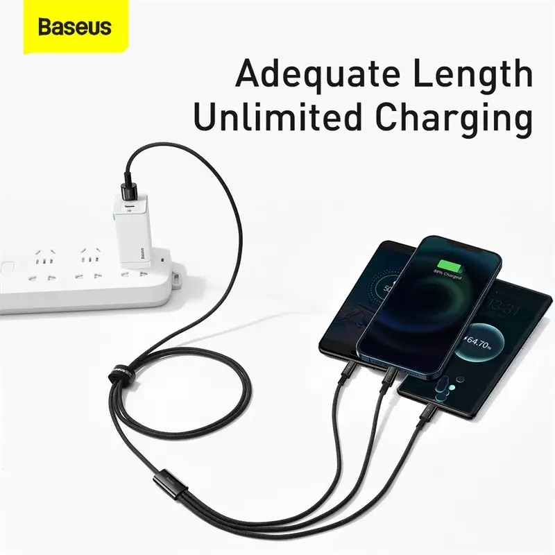 3-in-1 USB kabelis Baseus Tungsten Gold CAMLTWJ-01