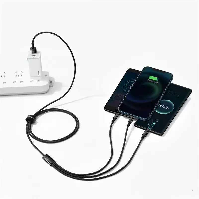 3-in-1 USB kabelis Baseus Tungsten Gold CAMLTWJ-01