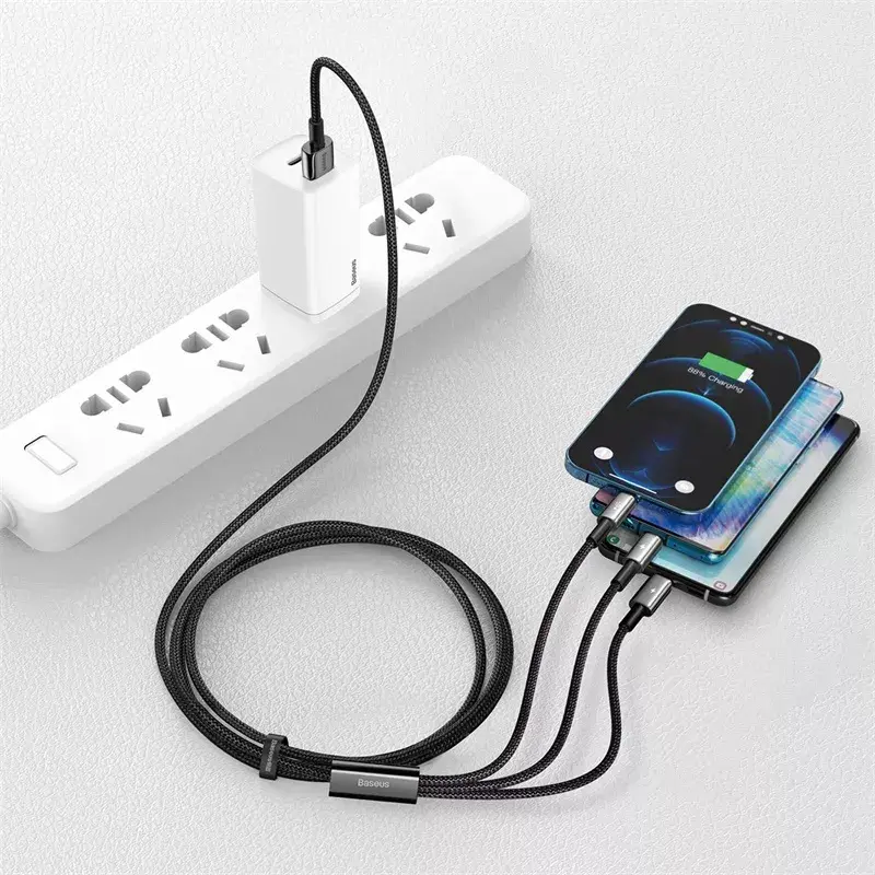 3-in-1 USB kabelis Baseus Tungsten Gold CAMLTWJ-01