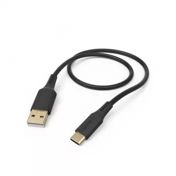 Hama Flexible USB kabelis USB 2.0 1.5 m USB A USB C melns