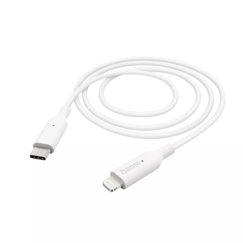 Hama uzlādes kabelis, USB-C - Lightning, 1 m, balts