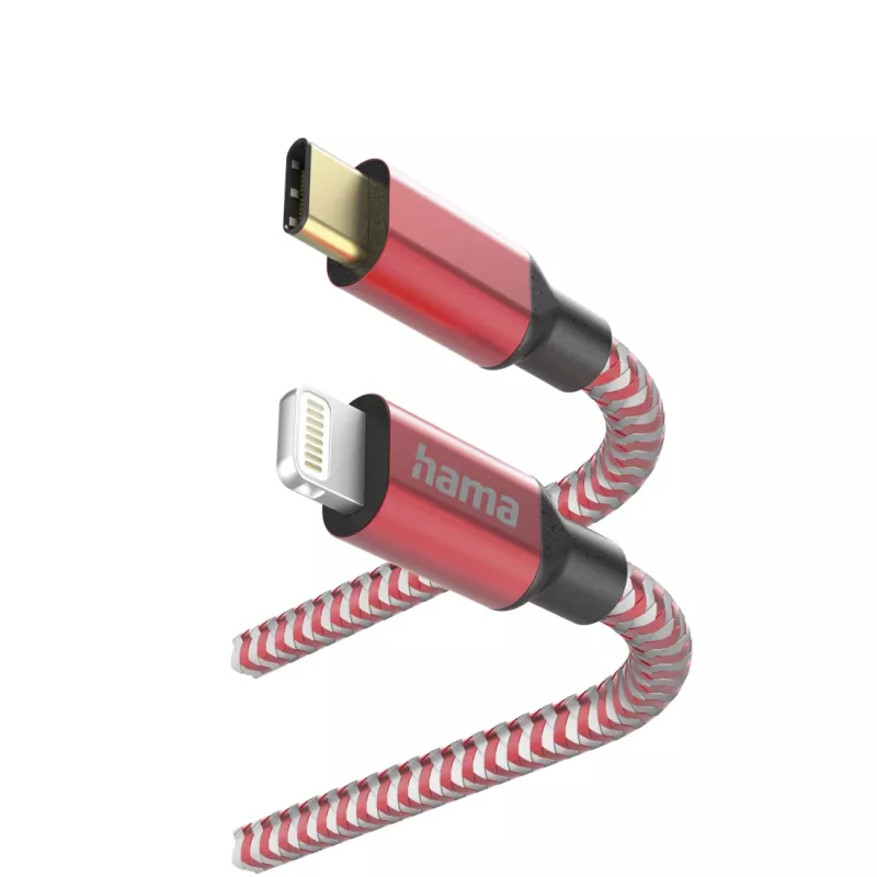 Hama atstarojošais kabelis 1,5 m, sarkans, Lightning - USB C, 3 A