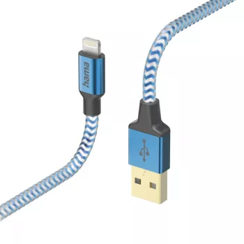 Kabelis Hama Reflective 1.5 m zils Lightning uz USB A 2.4 A