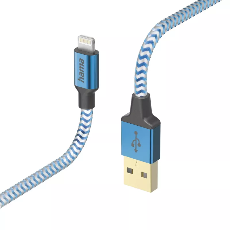 Kabelis Hama Reflective 1.5 m zils Lightning uz USB A 2.4 A
