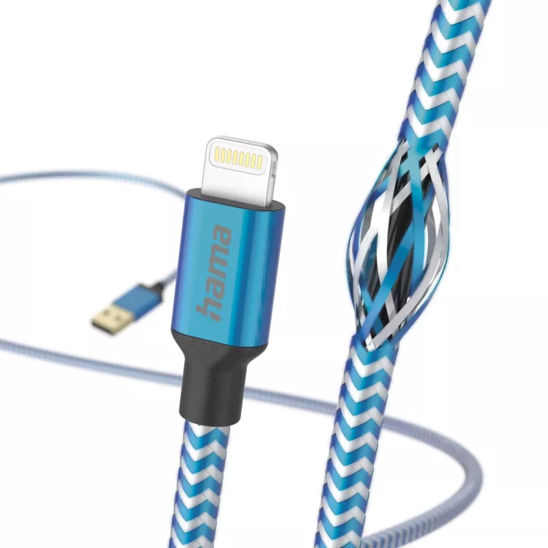 Kabelis Hama Reflective 1.5 m zils Lightning uz USB A 2.4 A