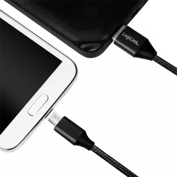 USB kabelis LogiLink CU0143 USB 2.0 0,3 m USB A Micro-USB B Melns