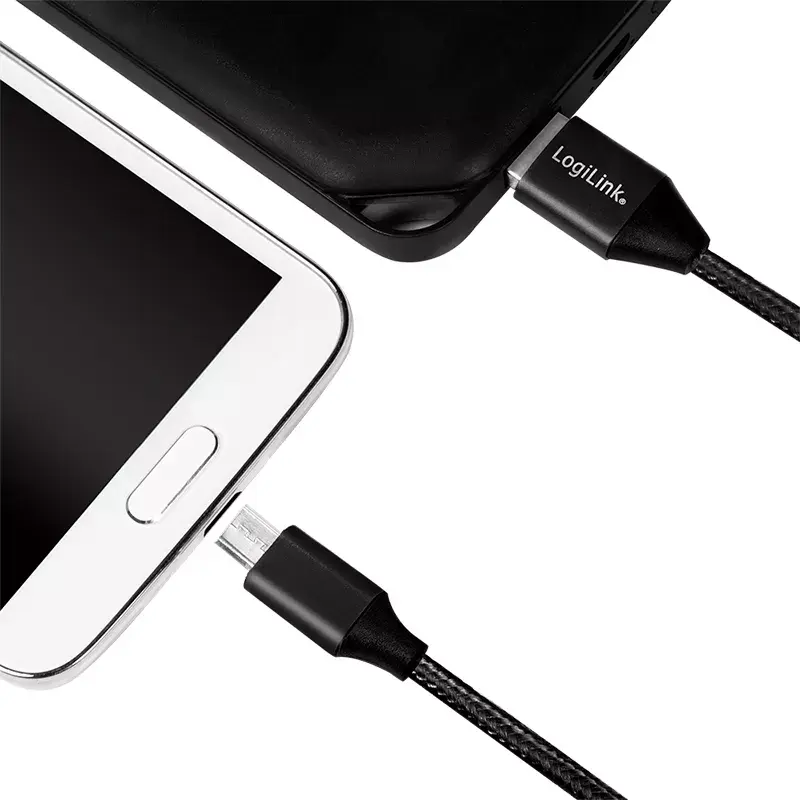 USB kabelis LogiLink CU0143 USB 2.0 0,3 m USB A Micro-USB B Melns