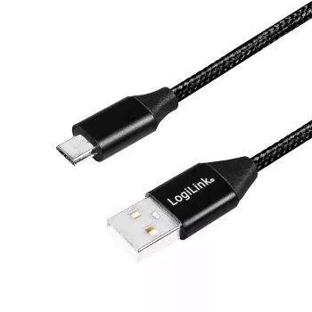 USB kabelis LogiLink CU0143 USB 2.0 0,3 m USB A Micro-USB B Melns